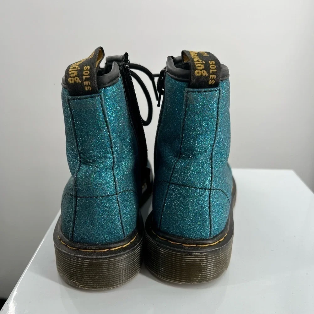Dr Martens Pascal Turquoise Blue Glitter Boots US Size 2